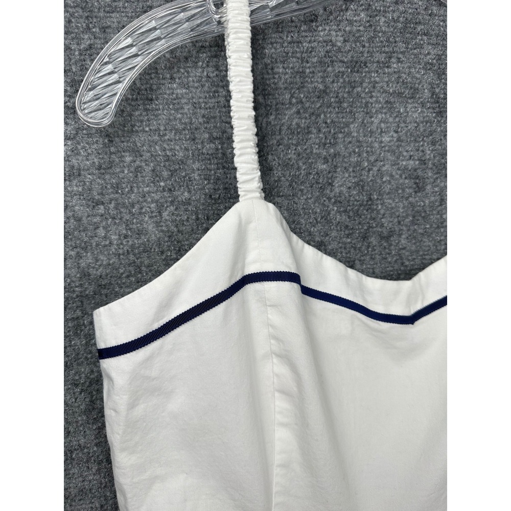 J.Crew Womens Navy Trim Tiered Midi Dress 14 Coastal Preppy White Sun Dress - Picture 7 of 15
